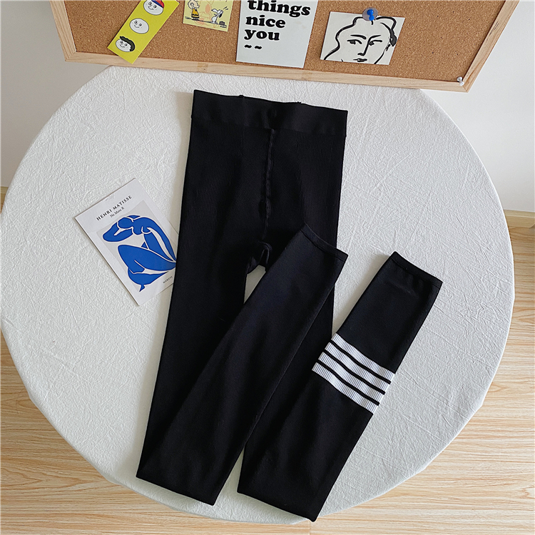 New chic contrast color stripe thickened underwear high waisted pants slim fit with leggings