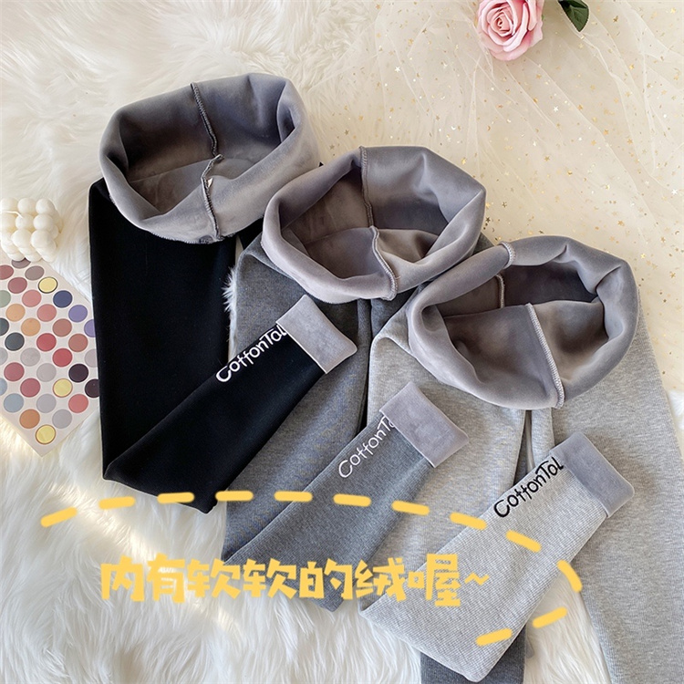 Real shot Korean new style underpants show thin high waist warm Plush thickened comfortable tight underpants