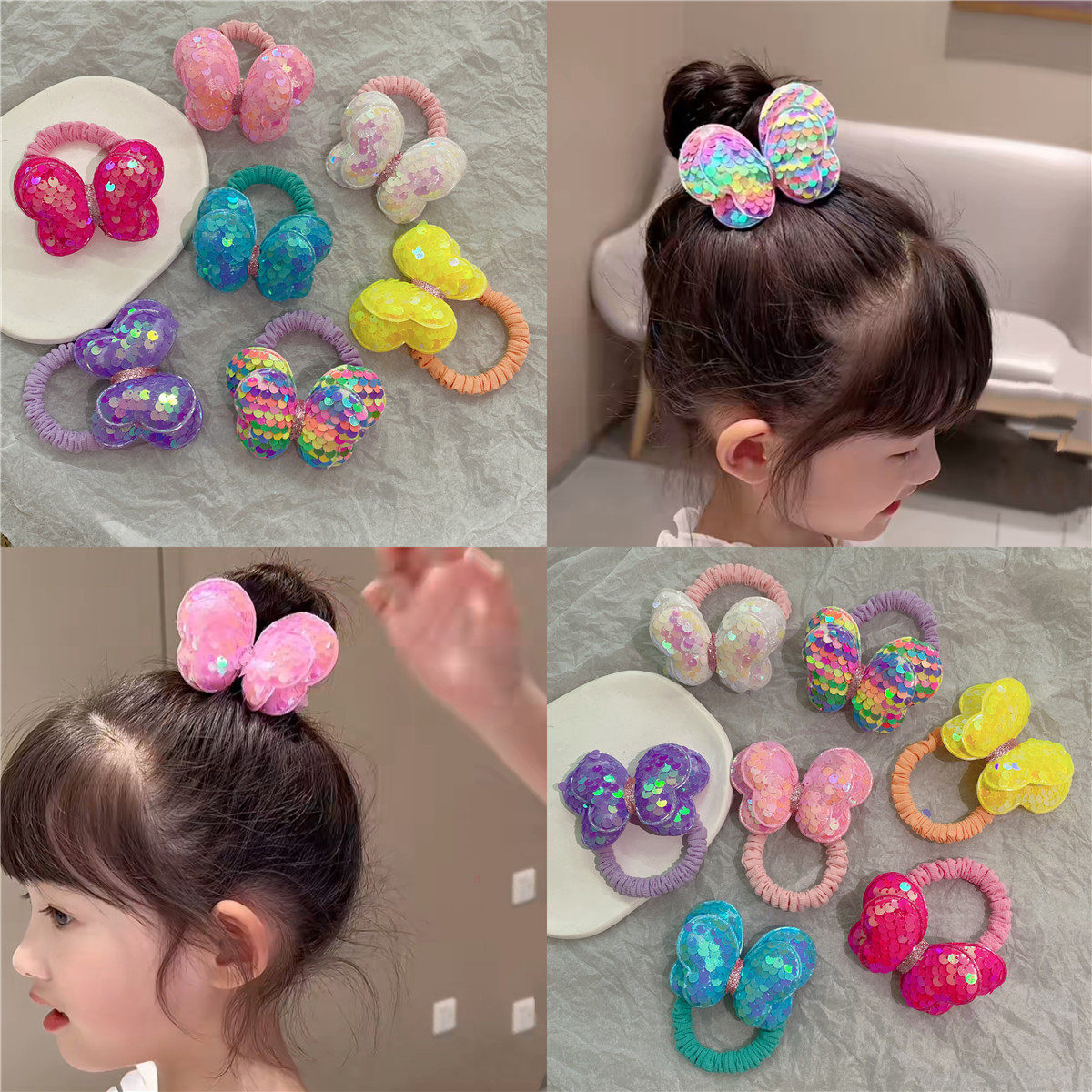 彩色亮片蝴蝶结发圈2026年新款儿童不伤发扎马尾头绳女橡皮筋头饰,饰品/流行首饰/时尚饰品新,发饰,淘宝优惠券,粉丝福利购,淘宝优惠卷