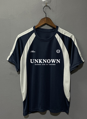 拼色网眼短袖户外爬山速干透气运动美式复古宽版训练服跑步健身T