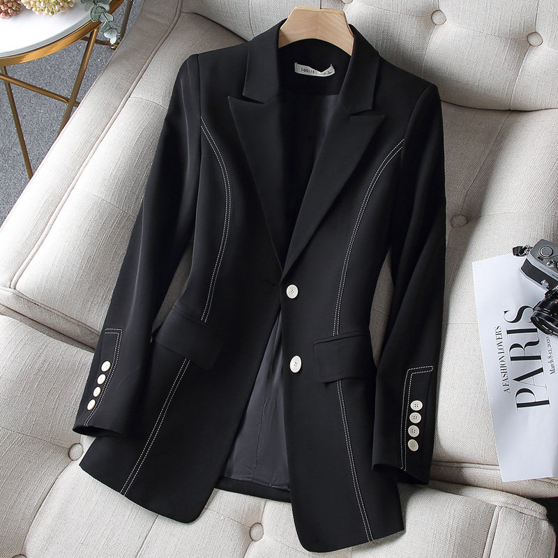 黑色西装外套女春秋2021新款设计感小众高级英伦风女士短外套秋冬