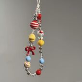 ins红色手机链彩色手机链挂绳相机可爱挂件串珠