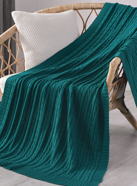 墨绿色沙发毯盖毯ins北欧风针织毛线床尾毯装饰搭巾午睡休闲毛毯