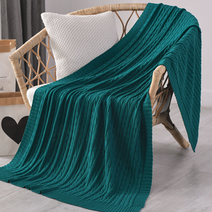 墨绿色沙发毯盖毯ins北欧风针织毛线床尾毯装 饰搭巾午睡休闲毛毯