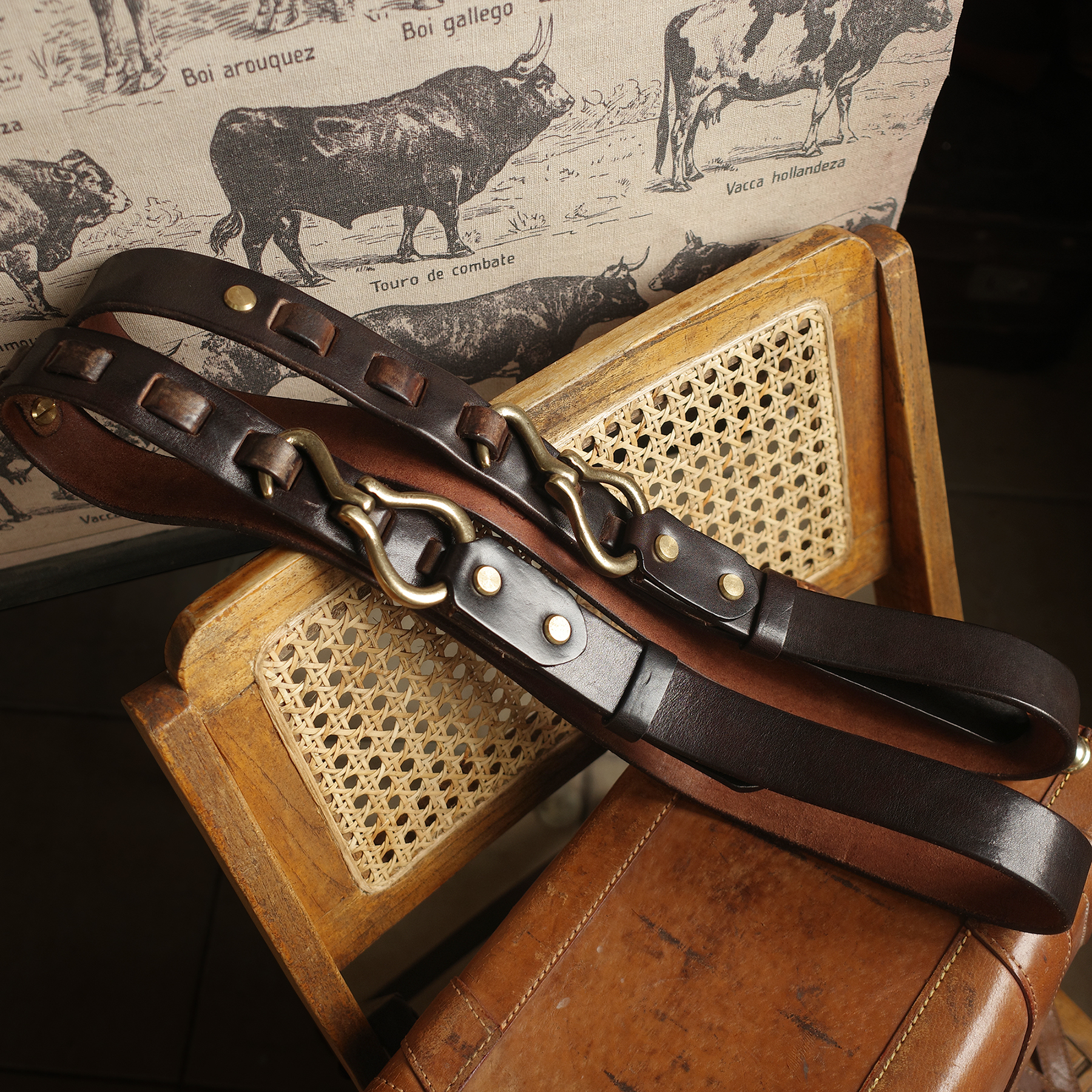 美式复古黄铜钩子小众男皮带腰带