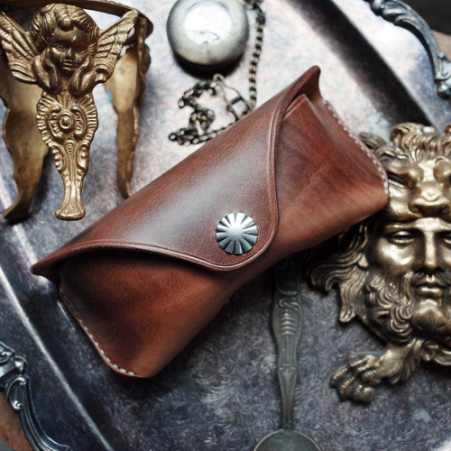 霍尔文茶芯油蜡牛皮复古眼镜盒