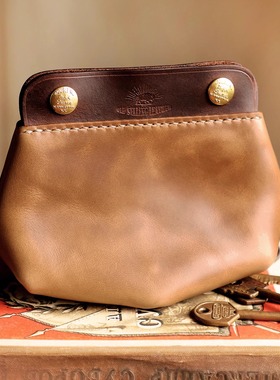 美国HORWEEN CXL霍尔文茶芯皮纯手工首饰袋文玩袋烟草银饰收纳包