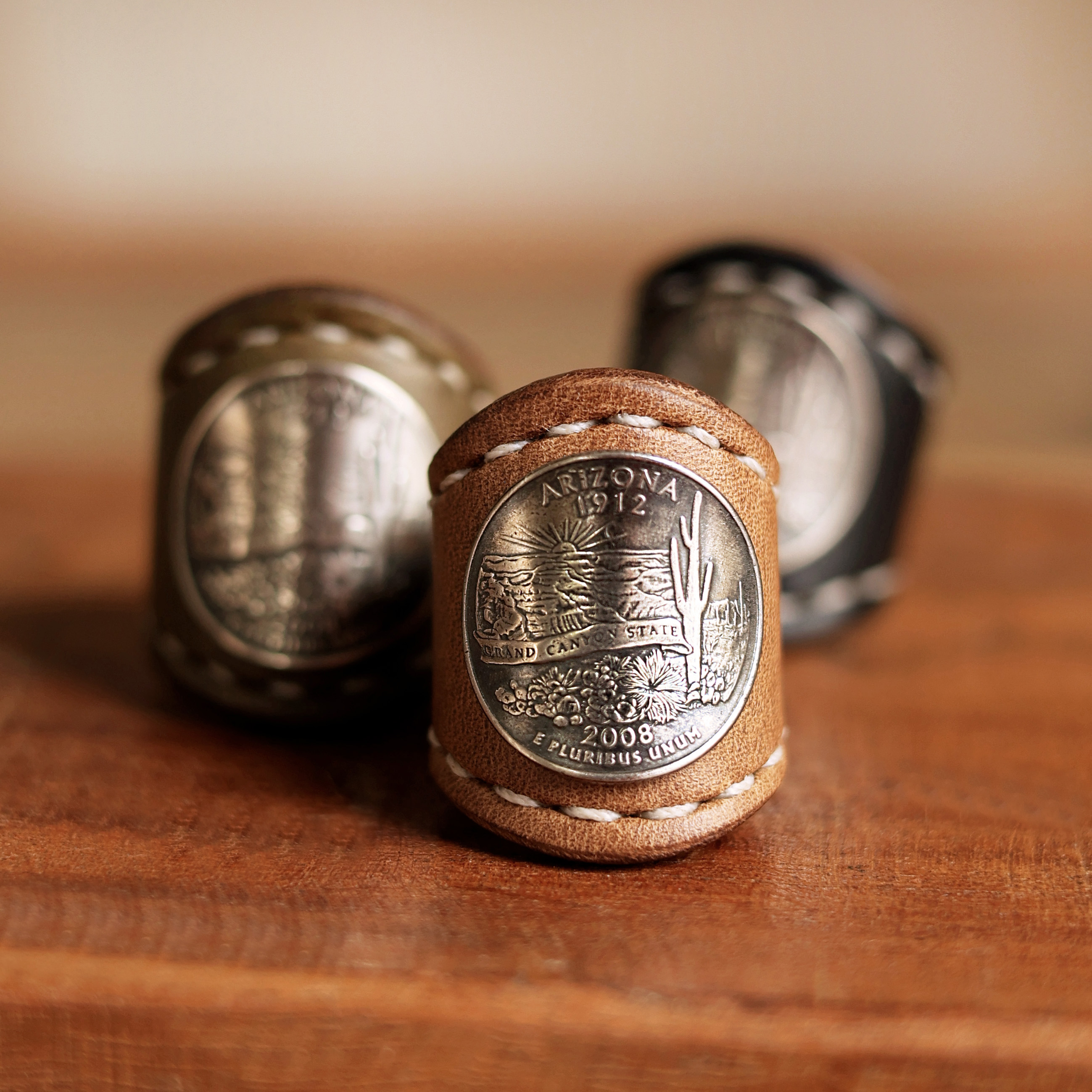 霍尔文皮手工银币真皮复古方巾扣