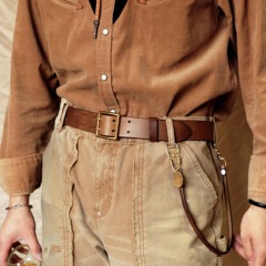 美国HORWEEN霍尔文茶芯皮 双针铜扣 手工美式复古腰带皮带3.8cm宽