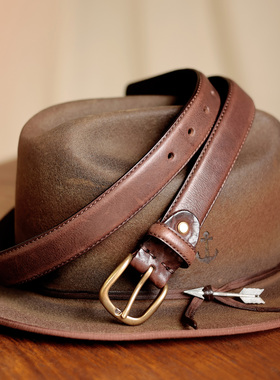 意大利头层植鞣皮手工休闲通勤百搭皮带复古牛仔裤纯皮男腰带3cm