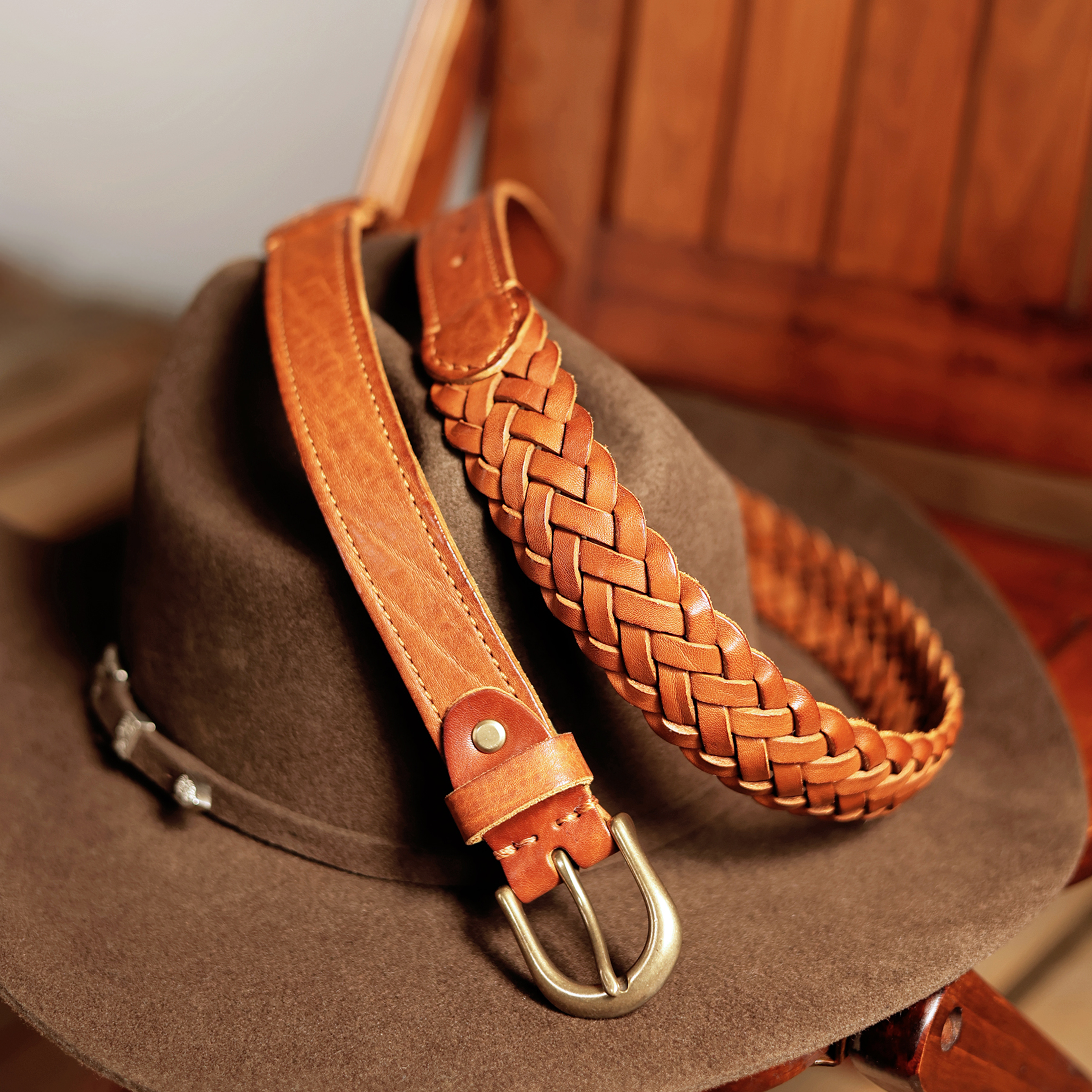 手工编织拼接皮带美式复古腰带