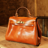 意大利进口植鞣牛皮 复古高级感手工凯莉包 单肩斜挎手提铂金女包