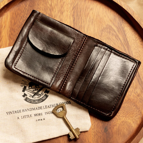 美式复古头层牛皮男士做旧钱包
