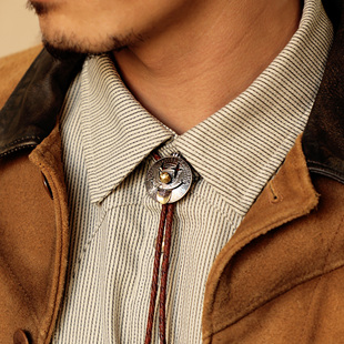 复古咔叽西部牛仔搭配 美分银币切割小丑美式 Bolo Tie波洛领带扣