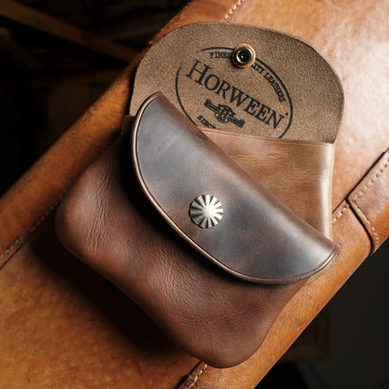 美国霍尔文茶芯皮horween 纯手工复古简约轻便文玩牛皮零钱包卡包