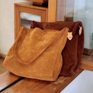 秋冬新款 意大利头层磨砂反绒皮大容量托特包单肩购物袋男女中性款