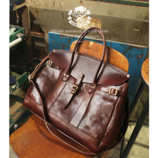 中古高级感Vintage重磅美式 阿美咔叽大号手提铂金包旅行包男 复古