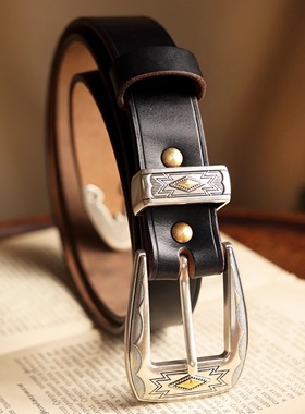 美国Horween霍尔文进口牛皮美式复古风皮带阿美咔叽西部牛仔腰带