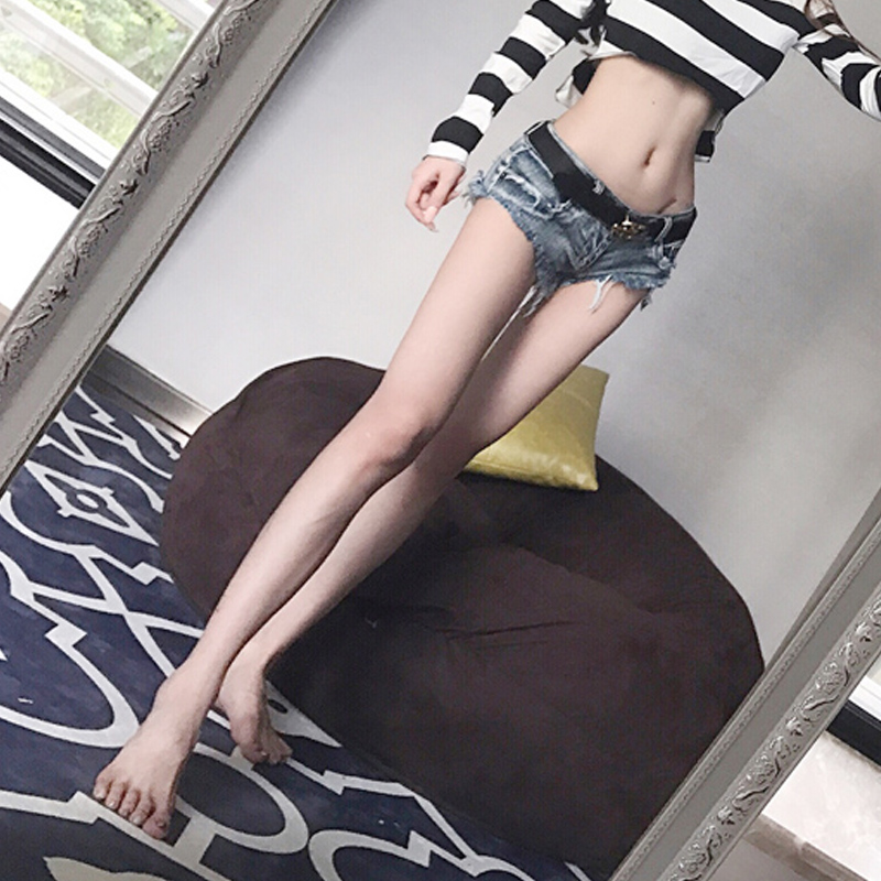 性感超低腰流苏毛边百搭短裤夜店DS领舞女裤紧身包臀显瘦牛仔热裤