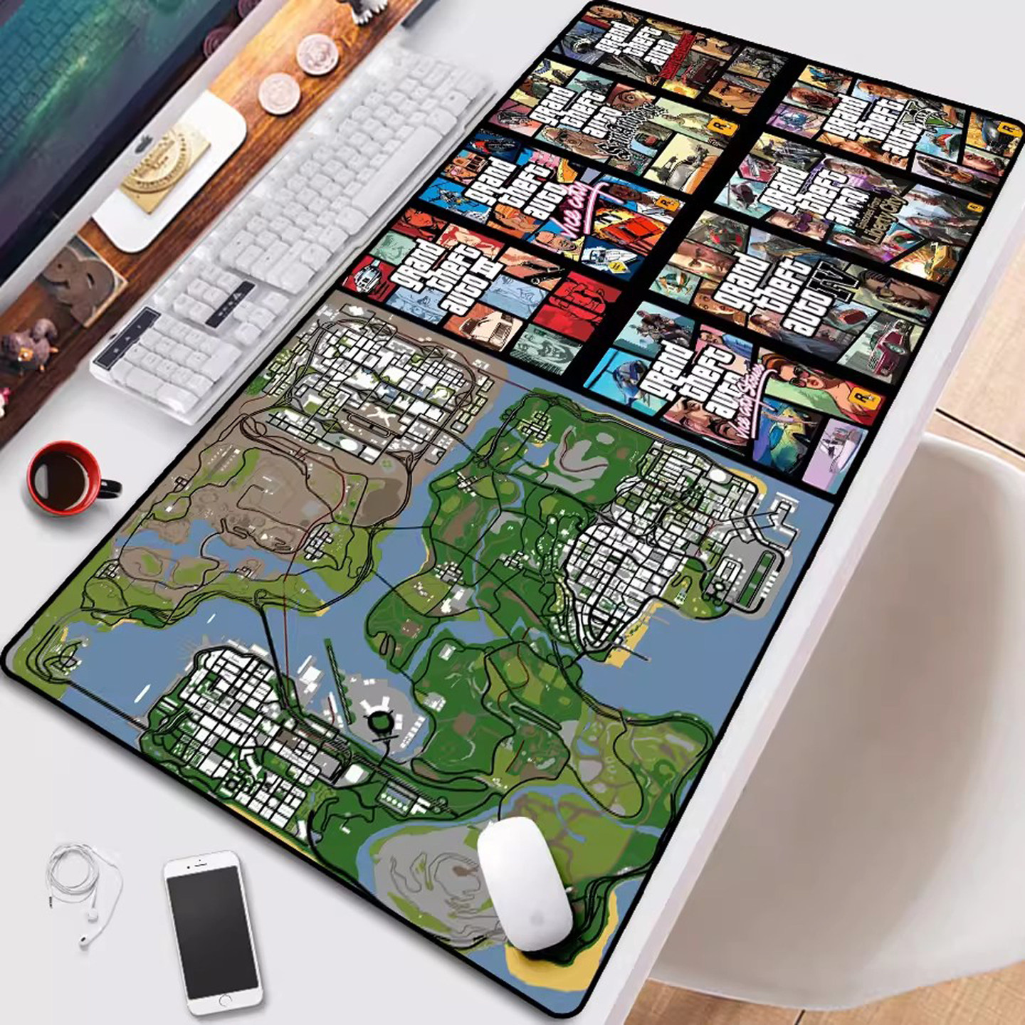 GTA5侠盗猎车手鼠标垫游戏周边超大电竞电脑键盘学生宿舍办公桌垫