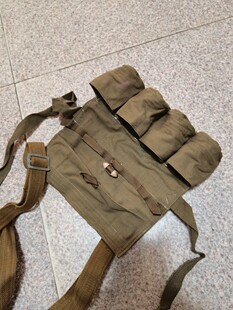 土黄色库存正品老货56年产四仓手榴口袋帆布包演出道具红色收藏品