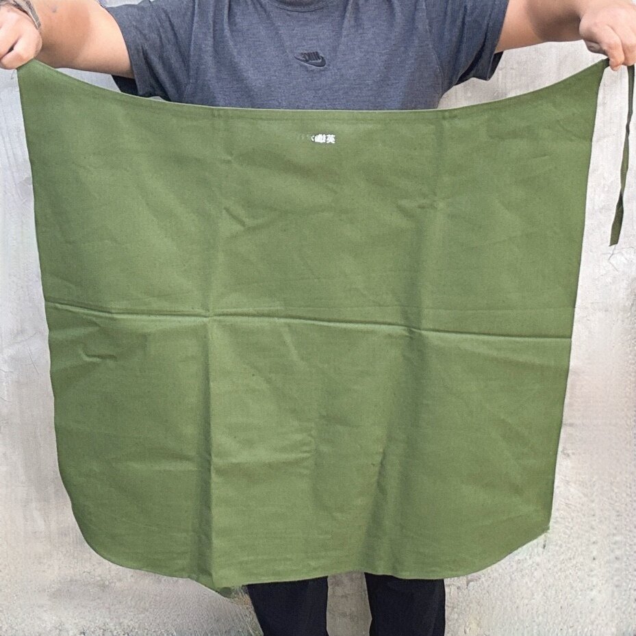 半身炊事围裙老款背带绑带厨师工作服大扫除家用后厨围裙绿色帆布