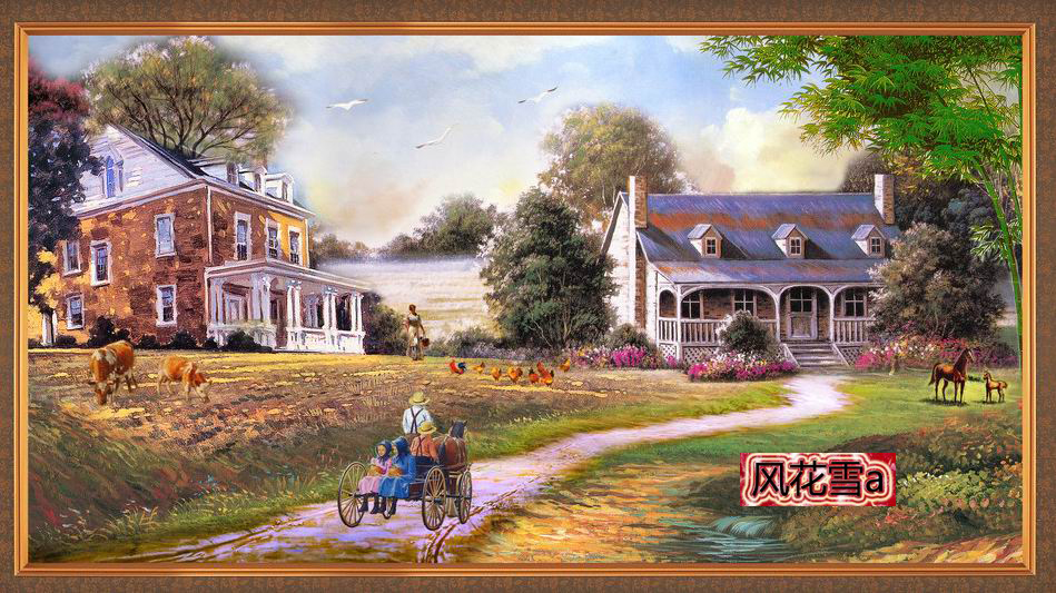 超清晰彩色十字绣重绘图纸/源文件油画名画 回家780 413