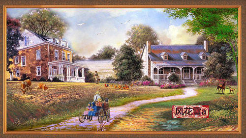 超清晰彩色十字绣重绘图纸/源文件油画名画 回家780 413