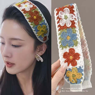 李沁同款粘粘贴魔术贴头发贴刘海贴魔法贴针织毛线发带洗脸发箍女