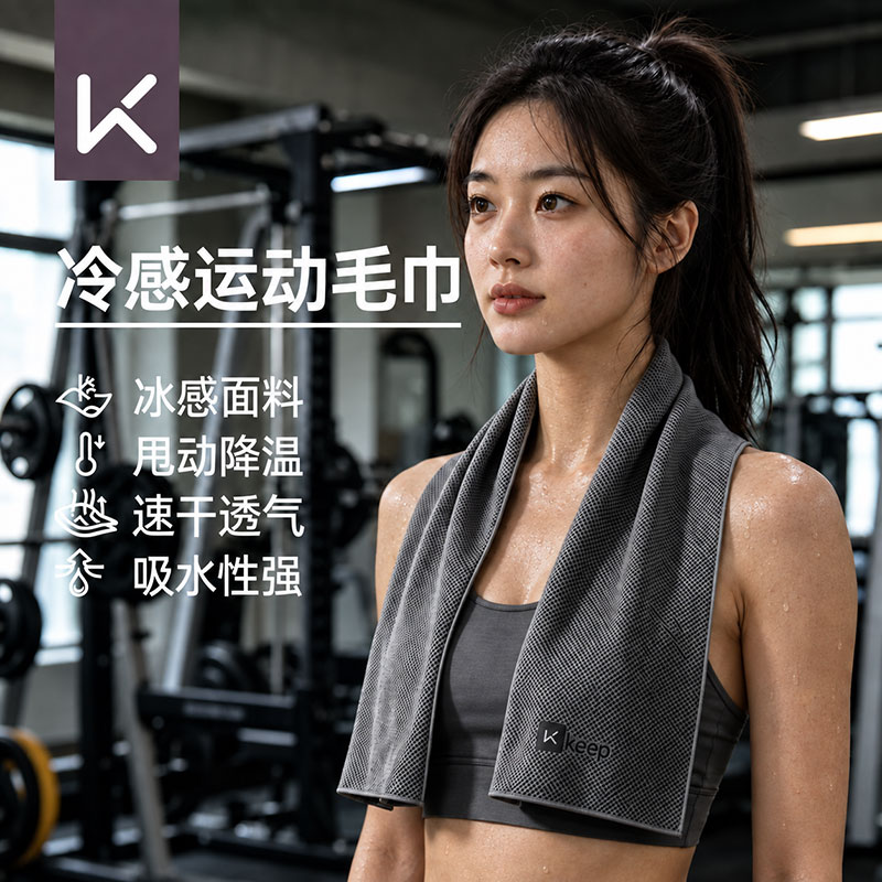 keep运动毛巾速干吸汗冷感运动女士夏健身房专用吸汗擦汗运动装备