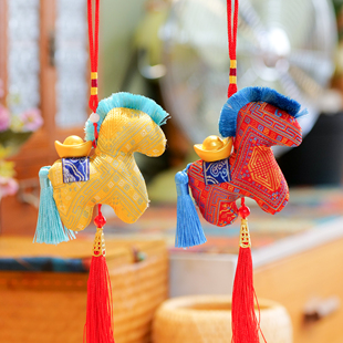 正版国风小马公仔新年挂件可爱生肖马毛绒玩具马年吉祥物年会礼品