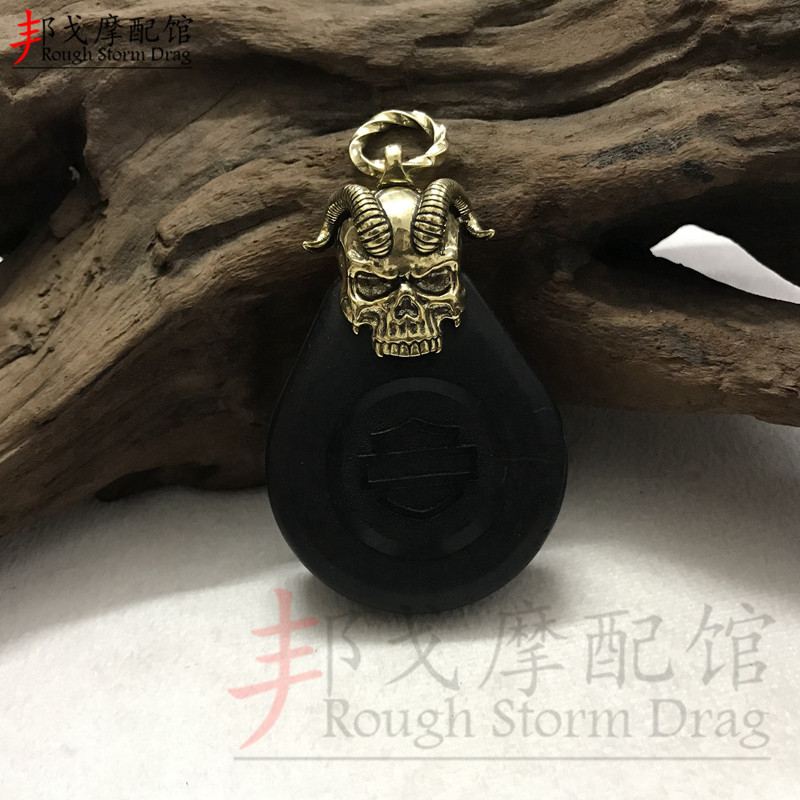 哈雷感应器钥匙扣钥匙包个性黄铜骷髅钥匙头泰银色感应外壳钥匙扣