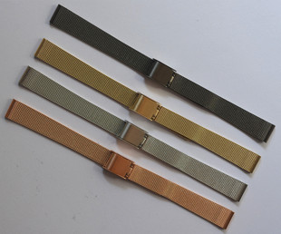 代用bering白令品牌表带米兰不锈钢超薄网织女表链带宽12MM银金黑