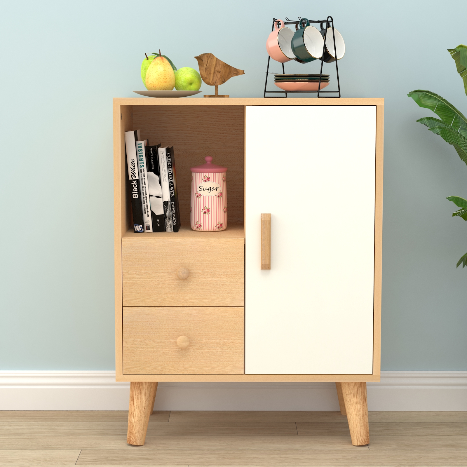 北欧风客厅小户型靠墙储物柜