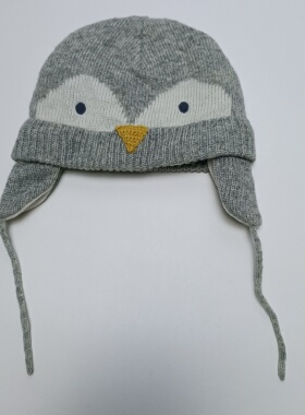 儿童头围50cm灰色小鸟儿童针织毛线帽子外贸单满20元包邮