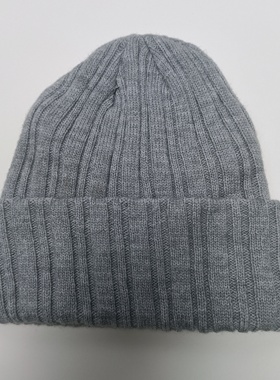 头围55-57cm浅灰色厚款双层针织帽毛线帽子保暖护耳满20元包邮