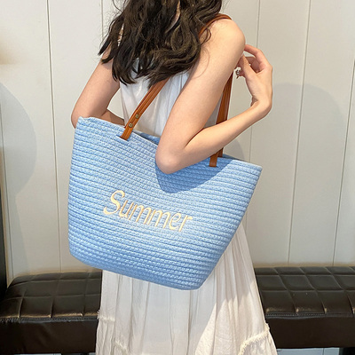 手提沙滩海边度假单肩编织包包
