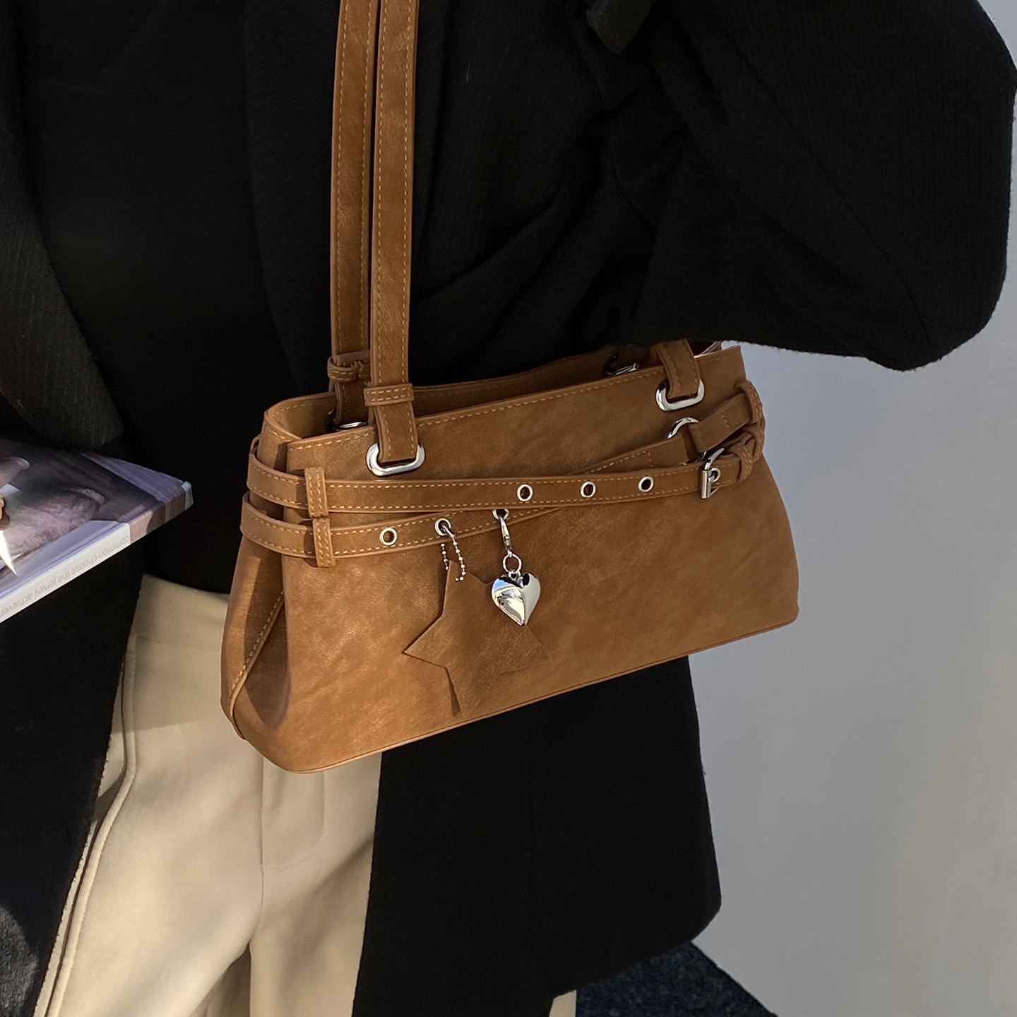 ZATZ复古辣妹风手拎包法棍包