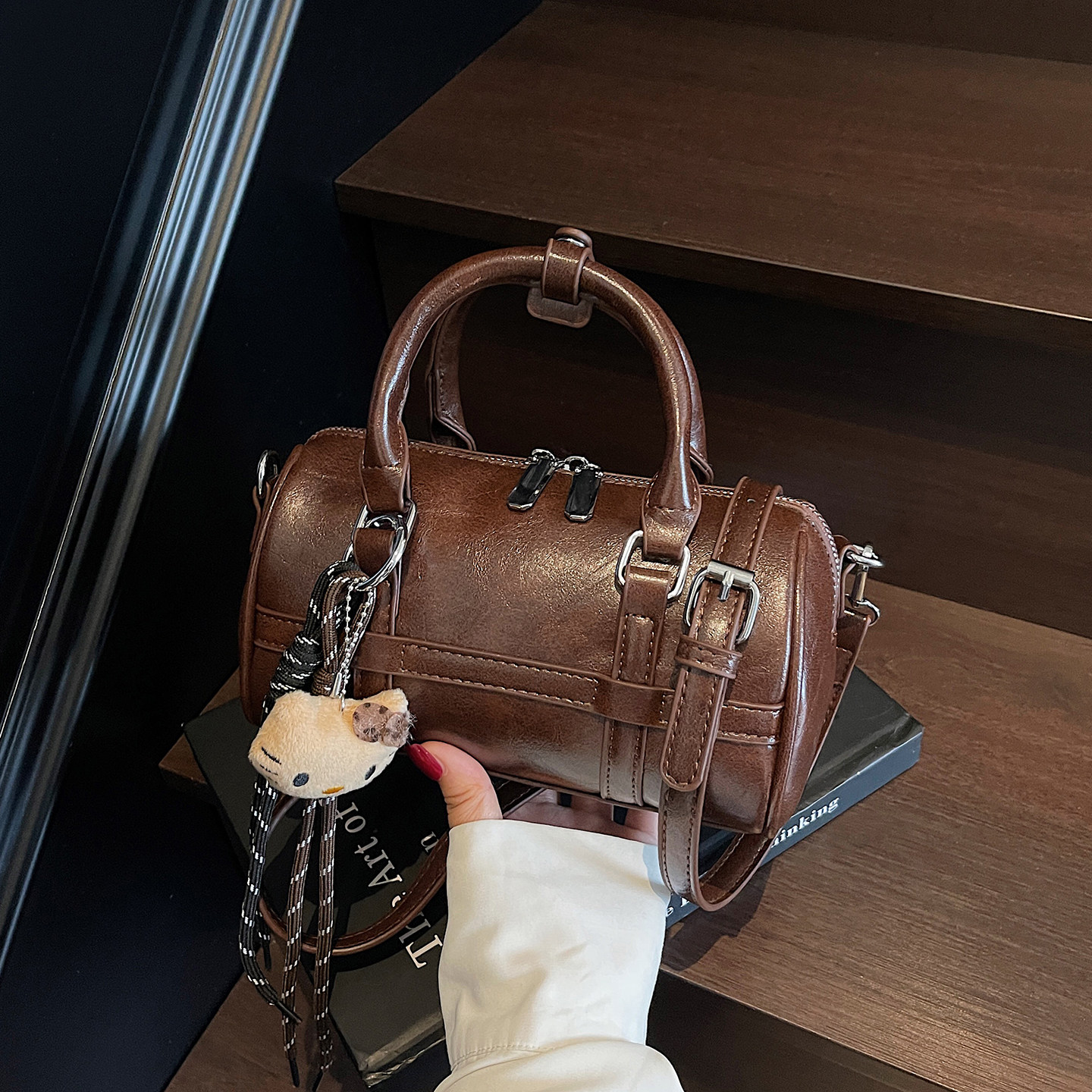 潮酷油蜡皮小包包女2025新款时尚复古小拎包枕头包秋冬百搭斜挎包,箱包皮具/热销女包/男包,通用款女包,淘宝优惠券,粉丝福利购,淘宝优惠卷