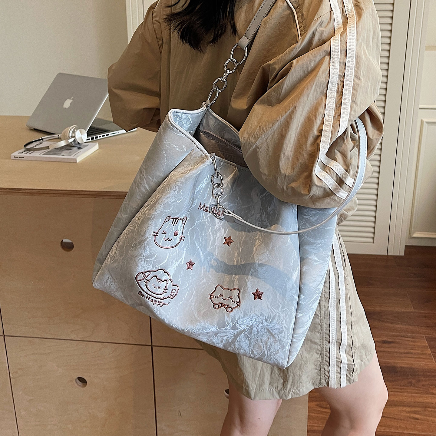 ZATZ擦色大包可爱刺绣托特包