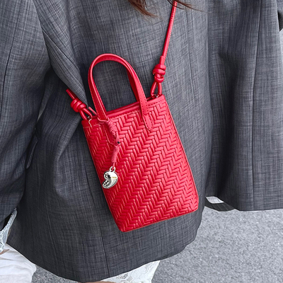 ZATZ手提编织纹手机包斜挎包