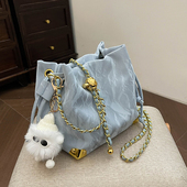 时尚 春季 流行小包包女士2025新款 质感水桶包百搭通勤链条包斜挎包