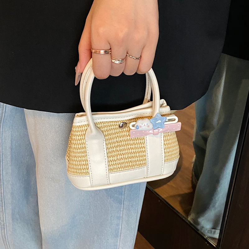 小众编织纹小包包女2025新款潮时尚迷你口红包夏季质感撞色斜挎包