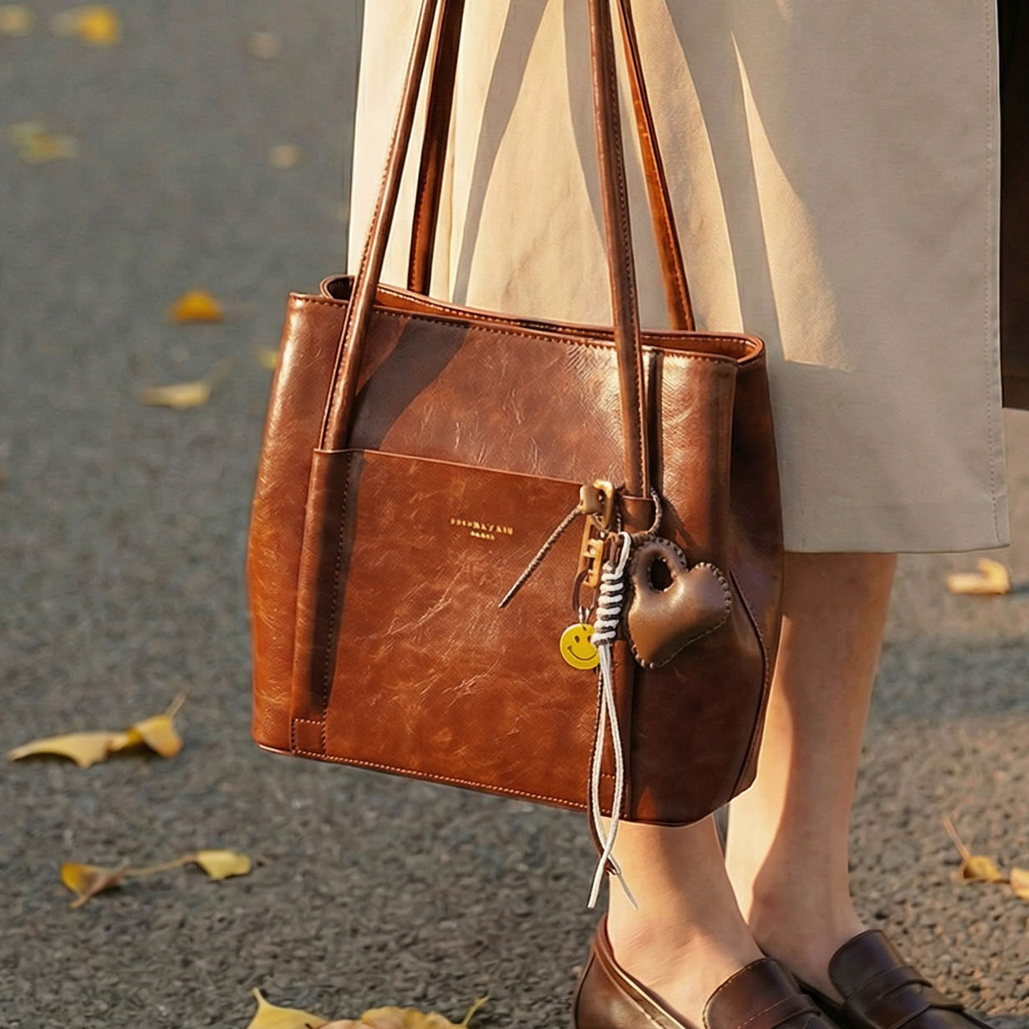 ZAYZ油蜡皮复古美拉德水桶包