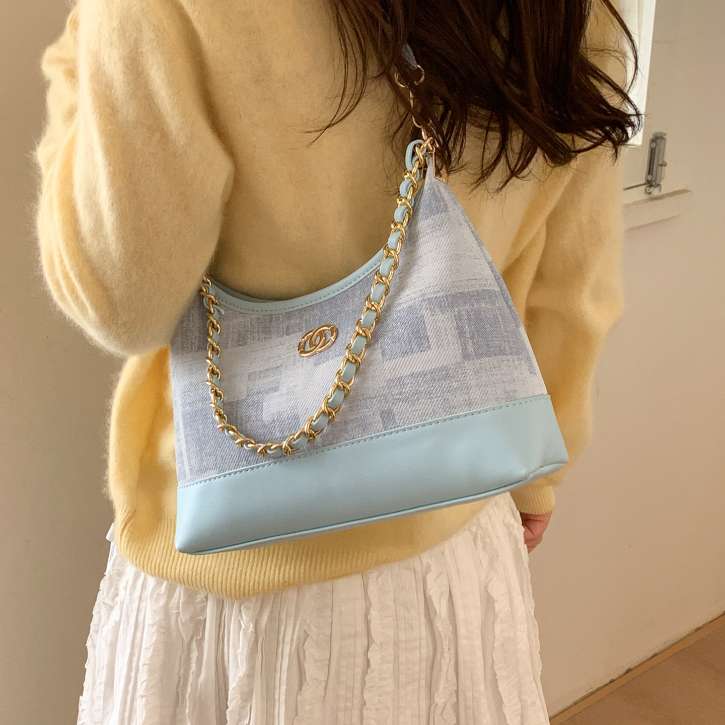 百搭格纹腋下小包包女2025新款洋气链条饺子包冬季质感单肩斜挎包,箱包皮具/热销女包/男包,通用款女包,淘宝优惠券,粉丝福利购,淘宝优惠卷