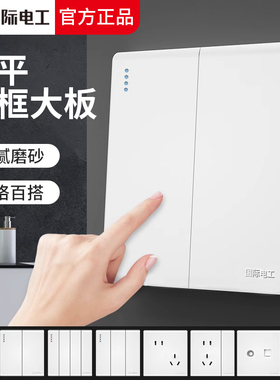 国际电工家用86型暗装墙壁插座面板二开双开双控开关双联2开两开