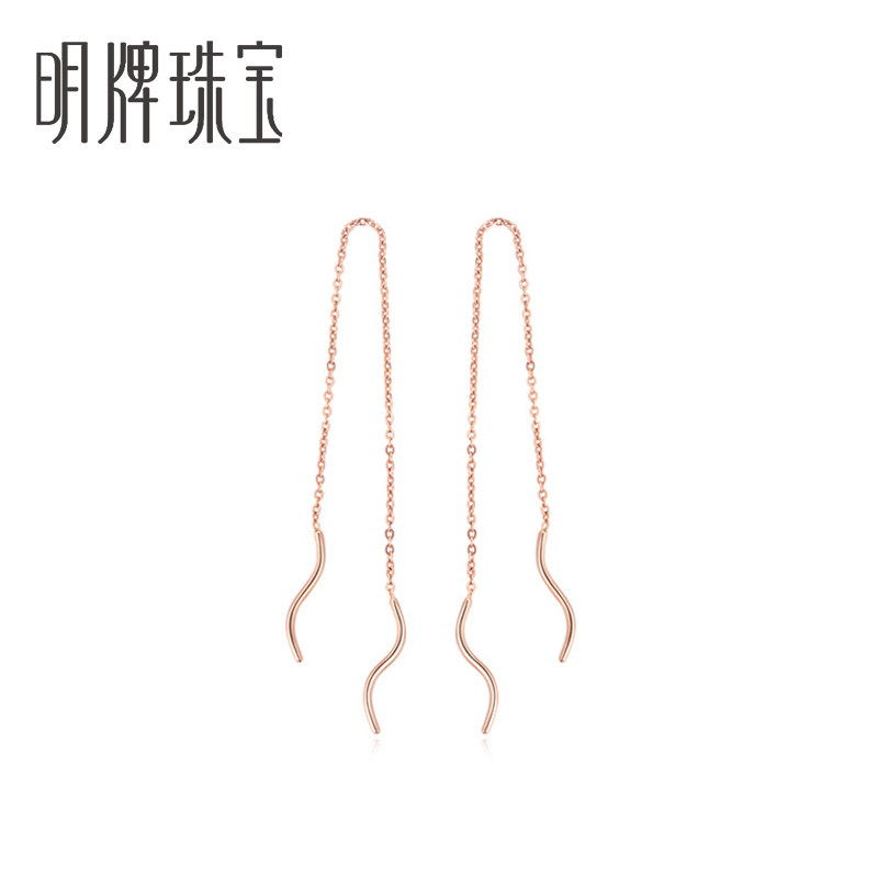 明牌珠宝18k金耳线长csh0031定价
