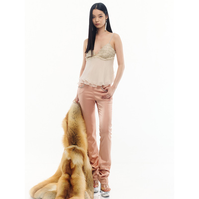 JELLOJELLO25秋冬新款修身荷叶边优雅吊带上衣