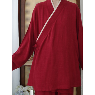 居家睡衣练功禅修服瑜伽 有口袋灯笼裤 遥知中长款 改良中衣套装