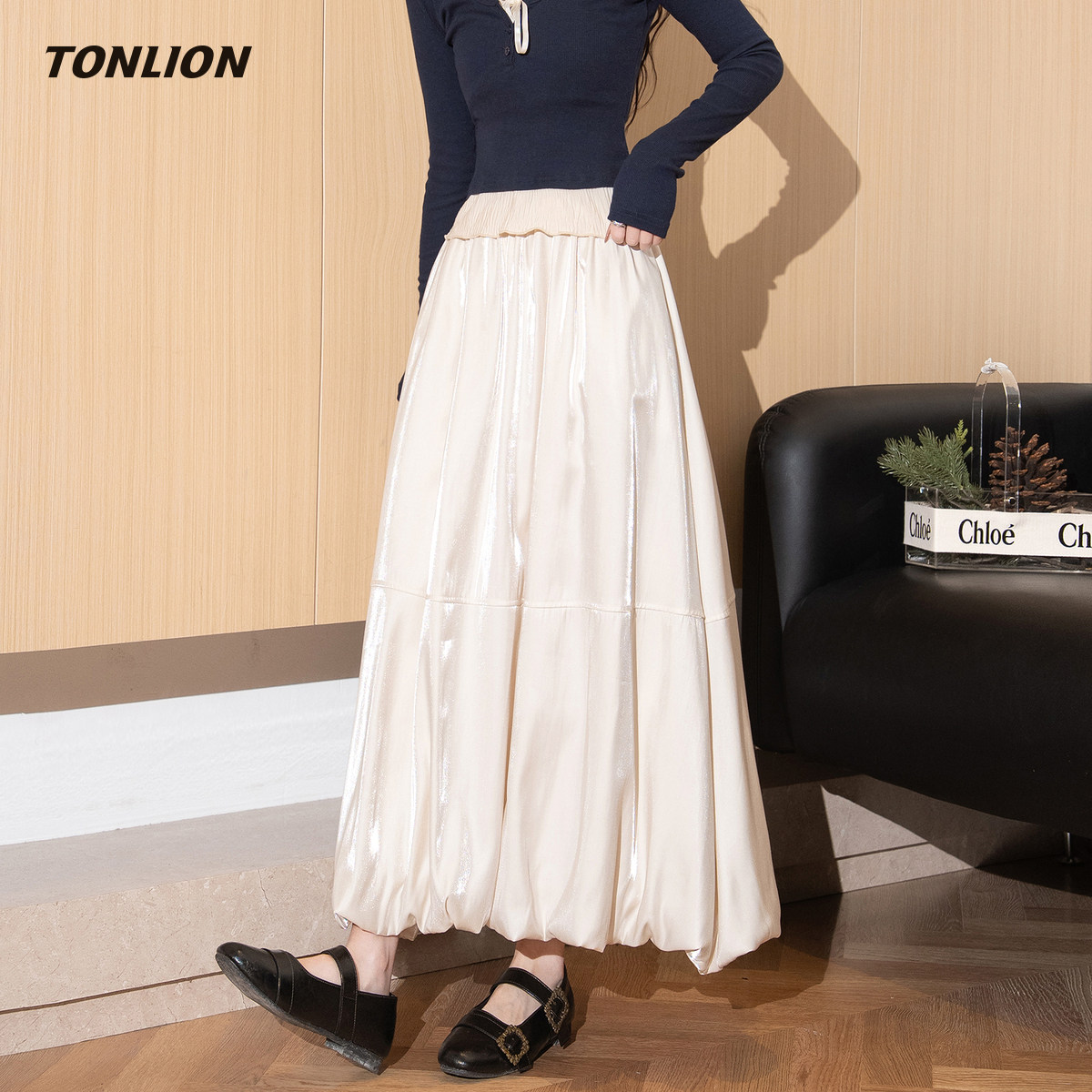 唐狮超好看冬装半身裙女2025新款长裙高腰显瘦小个子高级感花苞裙